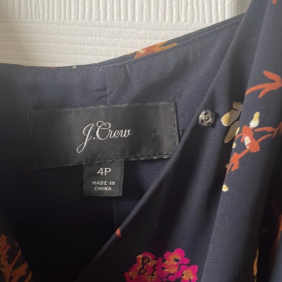 J Crew Navy Floral Chiffon Sundress - Picture 2 of 3